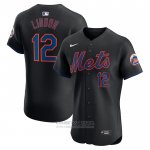 Camiseta Beisbol Hombre New York Mets Francisco Lindor Alterno Elite Negro Camiseta Beisbol Hombre New York Mets Francisco Lindor Alterno Elite Negro