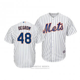 Camiseta Beisbol Hombre New York Mets Jacob Degrom 48 Blanco Primera Cool Base