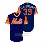 Camiseta Beisbol Hombre New York Mets Jerry Blevins 2018 LLWS Players Weekend Jer Ry Jer Ry Jer Ry Azul