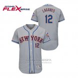 Camiseta Beisbol Hombre New York Mets Juan Lagares 150th Aniversario Patch Autentico Flex Base Gris