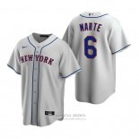 Camiseta Beisbol Hombre New York Mets Starling Marte Replica Road Gris