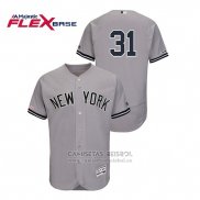 Camiseta Beisbol Hombre New York Yankees Aaron Hicks 150th Aniversario Patch Flex Base Gris