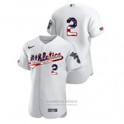 Camiseta Beisbol Hombre Oakland Athletics Khris Davis 2020 Stars & Stripes 4th of July Blanco