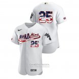Camiseta Beisbol Hombre Oakland Athletics Stephen Piscotty 2020 Stars & Stripes 4th of July Blanco