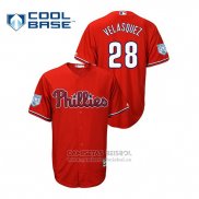 Camiseta Beisbol Hombre Philadelphia Phillies Vince Velasquez 2019 Entrenamiento de Primavera Cool Base Rojo