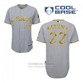 Camiseta Beisbol Hombre Pittsburgh Pirates Andrew Mccutchen 22 Gris Usmc Cool Base