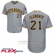Camiseta Beisbol Hombre Pittsburgh Pirates Roberto Clemente Autentico Collection Flex Base Gris