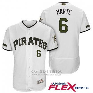 Camiseta Beisbol Hombre Pittsburgh Pirates Starling Marte Blanco 2018 Primera Alterno Flex Base