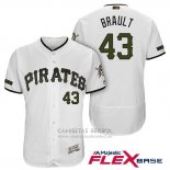 Camiseta Beisbol Hombre Pittsburgh Pirates Steven Brault Blanco 2018 Primera Alterno Flex Base