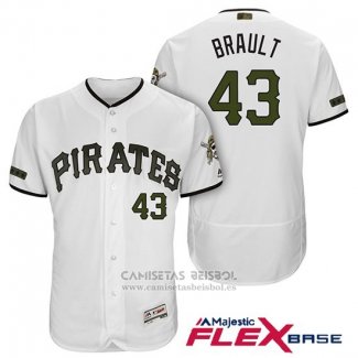 Camiseta Beisbol Hombre Pittsburgh Pirates Steven Brault Blanco 2018 Primera Alterno Flex Base