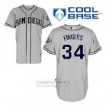 Camiseta Beisbol Hombre San Diego Padres Rollie Fingers 34 Gris Cool Base