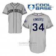 Camiseta Beisbol Hombre San Diego Padres Rollie Fingers 34 Gris Cool Base