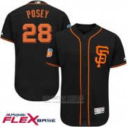 Camiseta Beisbol Hombre San Francisco Giants Buster Posey Negro Flex Base Autentico On Field