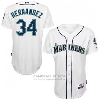 Camiseta Beisbol Hombre Seattle Mariners 34 Felix Hernandez Blanco Primera 6300