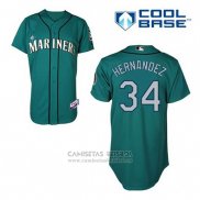 Camiseta Beisbol Hombre Seattle Mariners Felix Hernandez 34 Verde Alterno Cool Base