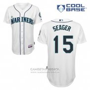 Camiseta Beisbol Hombre Seattle Mariners Kyle Seager 15 Blanco Primera Cool Base