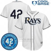 Camiseta Beisbol Hombre Tampa Bay Rays Jackie Robinson Cool Base Blanco