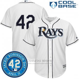 Camiseta Beisbol Hombre Tampa Bay Rays Jackie Robinson Cool Base Blanco