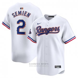 Camiseta Beisbol Hombre Texas Rangers Marcus Semien 2024 Oro Collection Limited Blanco