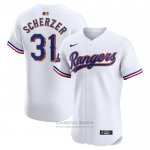Camiseta Beisbol Hombre Texas Rangers Max Scherzer 2024 Oro Collection Elite Blanco Camiseta Beisbol Hombre Texas Rangers Max Scherzer 2024 Oro Collection Elite Blanco
