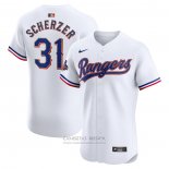 Camiseta Beisbol Hombre Texas Rangers Max Scherzer 2024 Oro Collection Elite Blanco