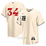 Camiseta Beisbol Hombre Texas Rangers Nolan Ryan 2023 City Connect Replica Crema