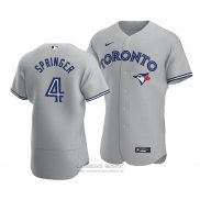 Camiseta Beisbol Hombre Toronto Blue Jays George Springer Autentico Road Gris