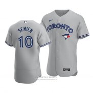 Camiseta Beisbol Hombre Toronto Blue Jays Marcus Semien Autentico Road Gris