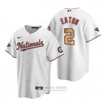 Camiseta Beisbol Hombre Washington Nationals Adam Eaton Gold-Trimmed Championship Replica Blanco