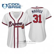 Camiseta Beisbol Mujer Atlanta Braves Greg Maddux Cool Base Primera 2019 Blanco