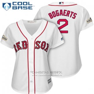 Camiseta Beisbol Mujer Boston Red Sox 2017 Postemporada 2 Xander Bogaerts Blanco Cool Base