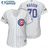 Camiseta Beisbol Mujer Chicago Cubs 2017 Postemporada 70 Joe Maddon Blanco Cool Base