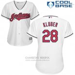 Camiseta Beisbol Mujer Cleveland Indians 28 Corey Kluber Blanco Cool Base