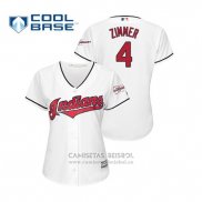 Camiseta Beisbol Mujer Cleveland Indians Bradley Zimmer 2019 All Star Patch Cool Base Blanco