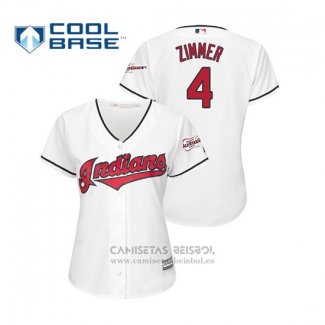 Camiseta Beisbol Mujer Cleveland Indians Bradley Zimmer 2019 All Star Patch Cool Base Blanco