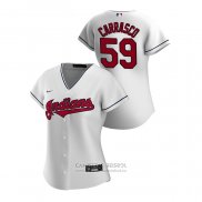 Camiseta Beisbol Mujer Cleveland Indians Carlos Carrasco 2020 Replica Primera Blanco