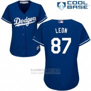 Camiseta Beisbol Mujer Los Angeles Dodgers 87 Jose De Leon Cool Base