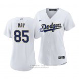 Camiseta Beisbol Mujer Los Angeles Dodgers Dustin May 2021 Gold Program Replica Blanco