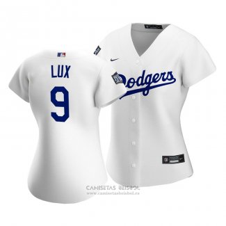 Camiseta Beisbol Mujer Los Angeles Dodgers Gavin Lux 2020 Primera Replica Blanco