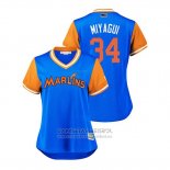 Camiseta Beisbol Mujer Miami Marlins Magneuris Sierra 2018 LLWS Players Weekend Miyagui Azul