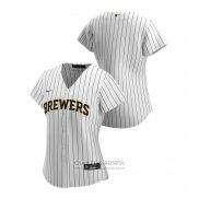 Camiseta Beisbol Mujer Milwaukee Brewers Replica 2020 Alterno Blanco