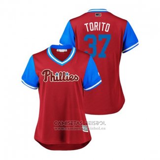 Camiseta Beisbol Mujer Philadelphia Phillies Odubel Herrera 2018 LLWS Players Weekend Torito Scarlet