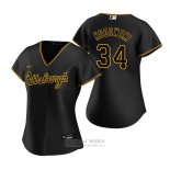 Camiseta Beisbol Mujer Pittsburgh Pirates John Nogowski Alterno Replica Negro