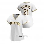 Camiseta Beisbol Mujer Pittsburgh Pirates Roberto Clemente 2020 Replica Primera Blanco