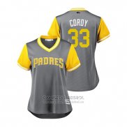 Camiseta Beisbol Mujer San Diego Padres Franchy Cordero 2018 LLWS Players Weekend Cordy Gris