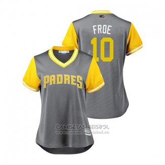 Camiseta Beisbol Mujer San Diego Padres Hunter Renfroe 2018 LLWS Players Weekend Froe Gris