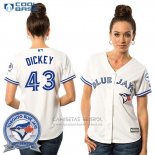 Camiseta Beisbol Mujer Toronto Blue Jays R A Dickey 43 Blanco Cool Base