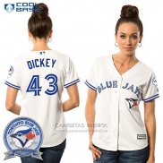 Camiseta Beisbol Mujer Toronto Blue Jays R A Dickey 43 Blanco Cool Base