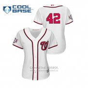 Camiseta Beisbol Mujer Washington Nationals 2019 Jackie Robinson Day Cool Base Blanco