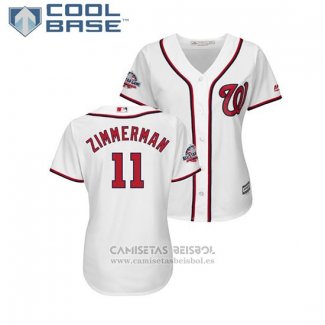 Camiseta Beisbol Mujer Washington Nationals Ryan Zimmerman 2018 All Star Cool Base Blanco